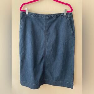 Laura Scott Skirt A-Line Jean Denim Pull On Flat Lay Midi Length